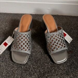 Marks & Spencer Metallic Open Weave Mules